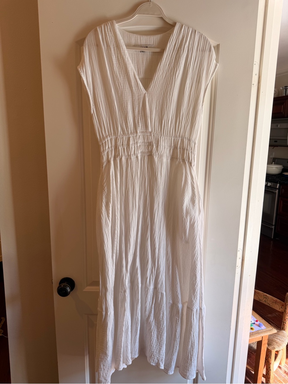 Joe's Jeans White V-Neck Smocked-Waist Maxi Dress